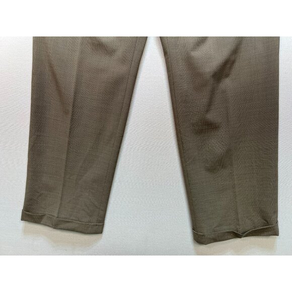 Stafford Men's Washable Wardrobe Wool Dress Pants Pleated Front Size 40x32 Khaki - Picture 6 of 10